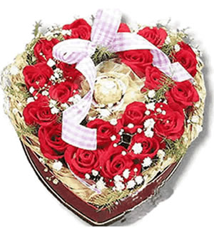 心心相爱 （已下架）-紅色玫瑰28朵,费列罗巧克力1粒
