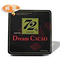 韩国销量第一乐天梦幻72%纯黑巧克力90g