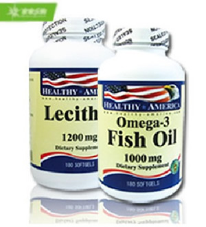 健康美国 HEALTHY AMERICA深海鱼油 （已下架）-2瓶欧米伽3 鱼油软胶囊 + 2瓶大豆卵磷脂