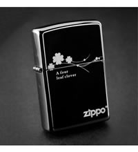 Zippo幸运叶打火机 - 150黑冰幸运四叶草