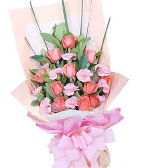 幸福妈妈 （已下架）-11枝粉玫瑰，11枝粉康乃馨
