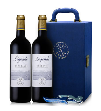 拉菲传奇波尔多AOC干红葡萄酒 （已下架）-法国进口红酒 经典蓝色双支礼盒750ml*2瓶