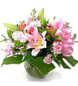 最真的祝福 （已下架）-18枝粉色康乃馨，粉玫瑰12枝，2枝多头粉色香水百合