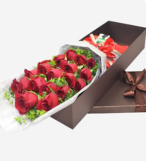 红玫瑰礼盒 （已下架）-红玫瑰19枝，礼盒包装