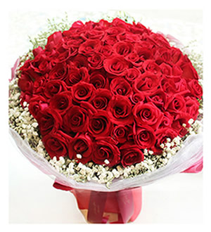LOVE 99 （已下架）-99枝精品红玫瑰花束，满天星围绕。