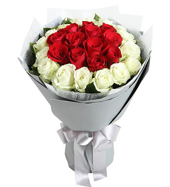浪漫爱情 （已下架）-红玫瑰12枝，白玫瑰17枝